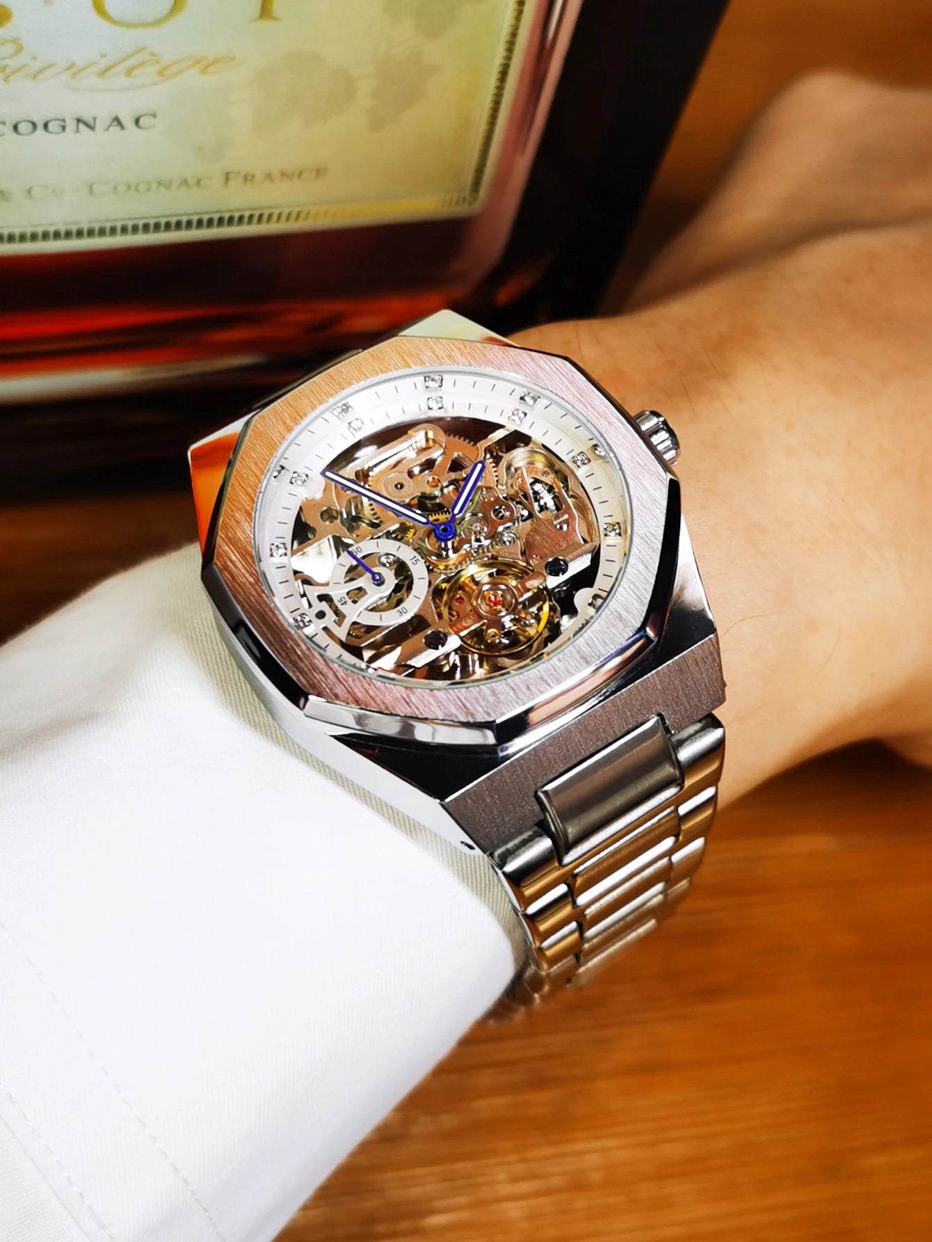 Montre Mécanique Automatique Homme FORSINING FS100 — Squelette Lumineux, Acier Inoxydable, Verre Hardlex, 6 Coloris | TechNova X