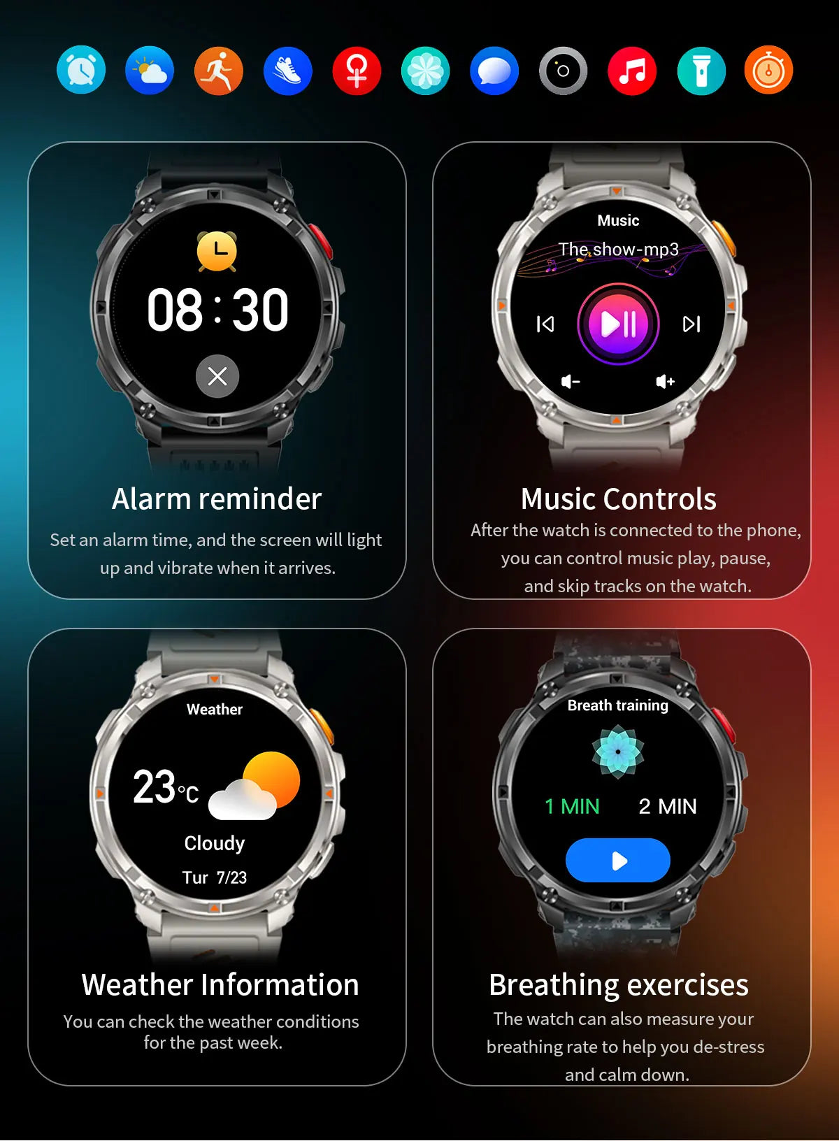 Smartwatch GUHUAVMI HT33 — AMOLED Saphir 1,7", Batterie 1100mAh, 100+ Sports, IP68