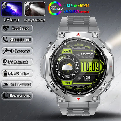 Montre Connectée Sport ZYKEXUAN T-Rex3 — AMOLED 1,43", Étanche 10 ATM, Boussole, Altimètre, 100+ Sports, 13 Coloris | TechNova X