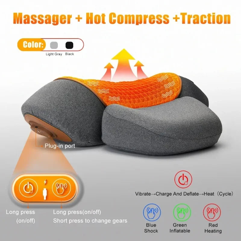 Electric Neck Massager Pillow Cervical Stretcher Heating Vibration Massage Back Orthopedic Traction Sleeping Pillows Support