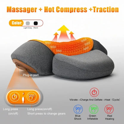 Electric Neck Massager Pillow Cervical Stretcher Heating Vibration Massage Back Orthopedic Traction Sleeping Pillows Support